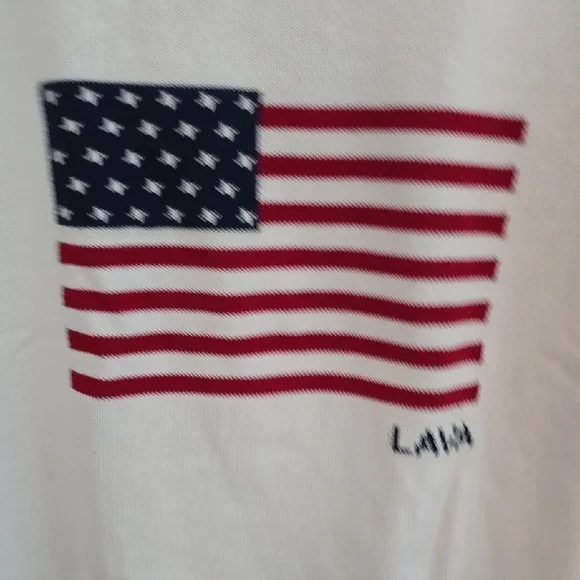 Women's White Sweater with American Flag Design - Picture 3 of 4